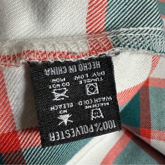 Dixxon Women’s Undefeated Miami Dolphins Flannel Button Up Shirt Sz XL Plaid GUC - Picture 10 of 10